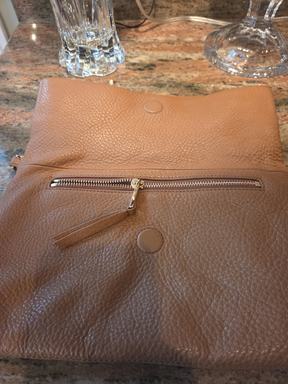 Tory Burch Caramel Leather Crossbody Bag with Matching Wallet